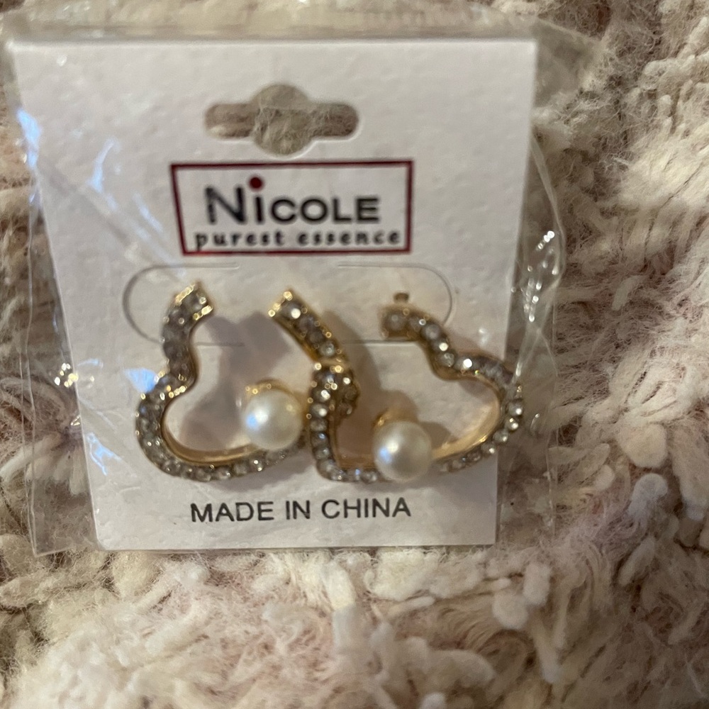 Nicole Gold Pearl Hoop Earrings